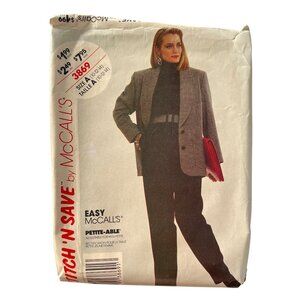 80s McCalls 3869 Sewing Pattern Size 10-12-14 Misses Jacket & Pants Vintage CUT